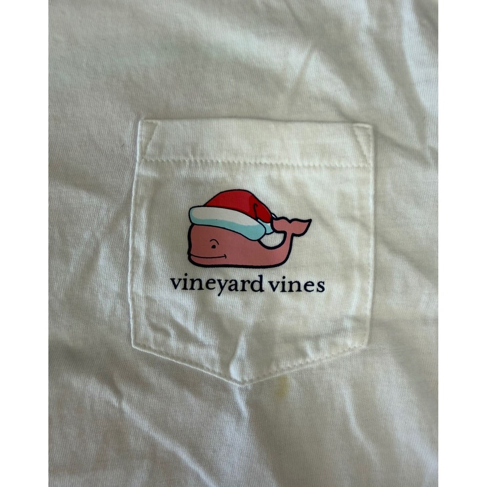 Vineyard Vines Kids MEDIUM 12/14 Christmas Santa Whale Long Sleeve Pocket Tee - Picture 3 of 5